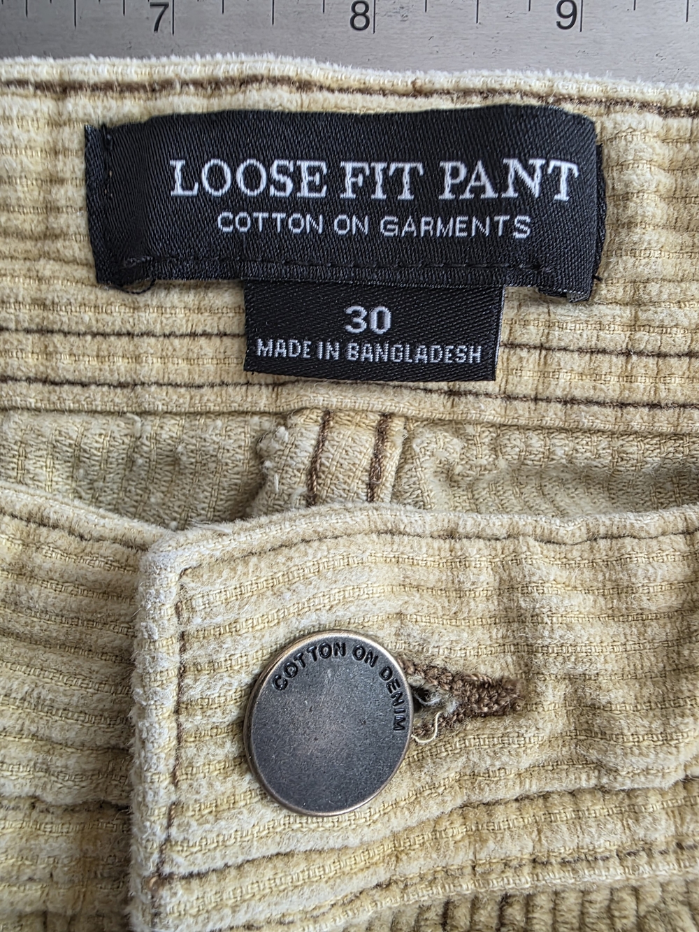 Cotton On Men's Relaxed Loose Fit Tan Beige Corduroy Pants